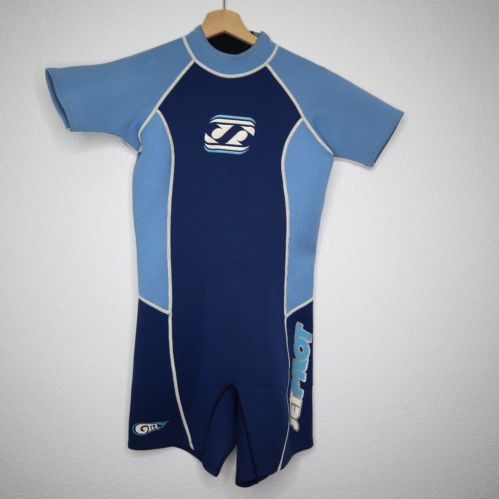 JetPilot wetsuit womens sz Large girls that ride shorty blue Flexlite pre-owned